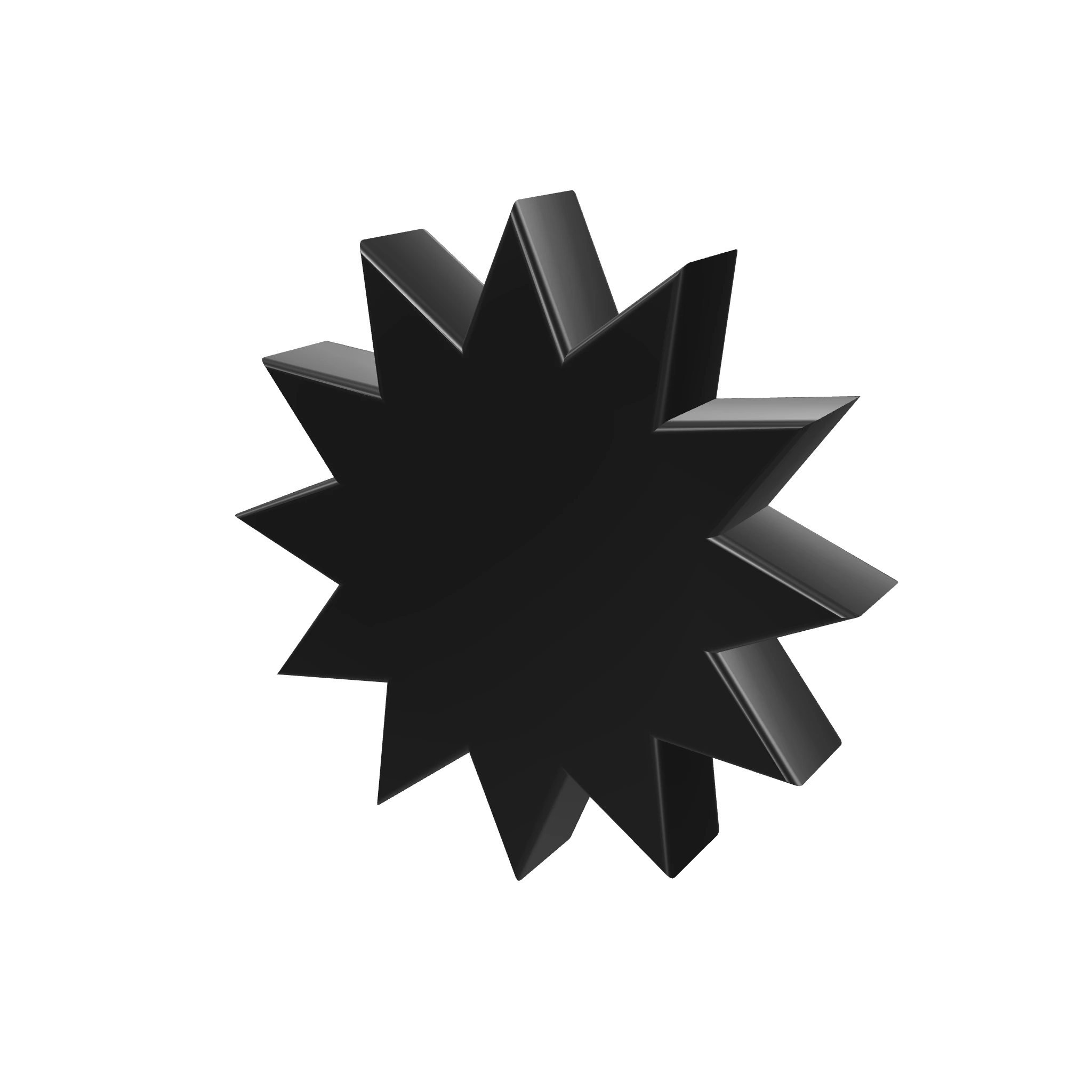 Black shiny balloon shaped like an asterisk symbol with six rounded arms.