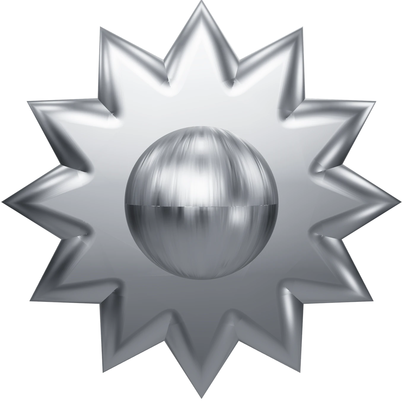 Crinkled, shiny metallic blue foil forming a star-like abstract shape.